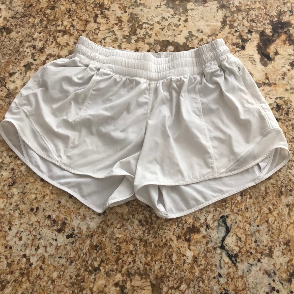 White 4 inch lululemon athletic shorts